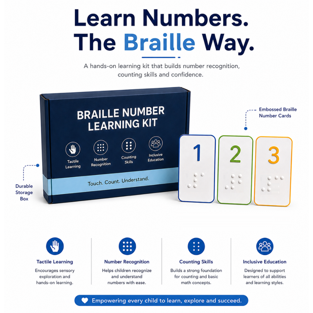 My SpeechCare Braille Number Learning Kit – Embossed Tactile Numeracy & Counting Learning Activity for Children