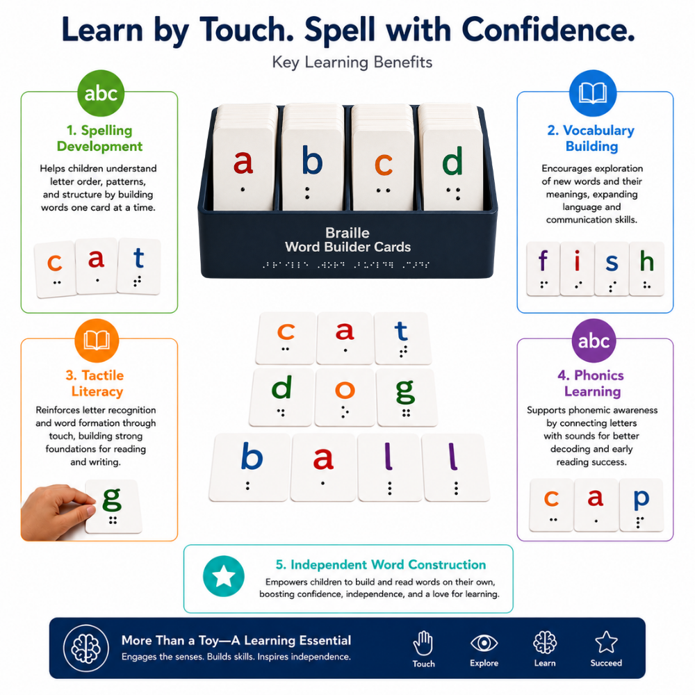 My SpeechCare Braille Dot Matching Strips – Embossed Braille Pattern Matching Activity for Sensory Learning & Braille Readiness