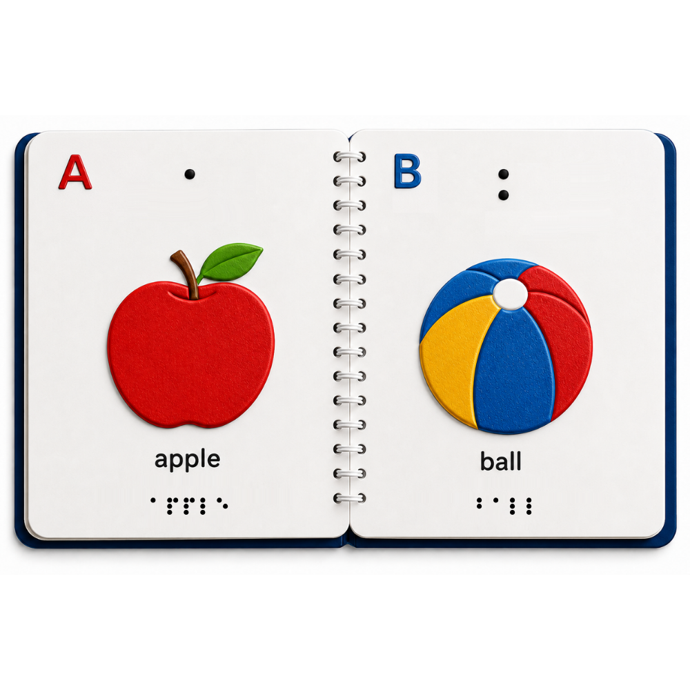 My SpeechCare My First Braille Book – Embossed Tactile Learning Book for Beginner Braille Literacy & Sensory Development