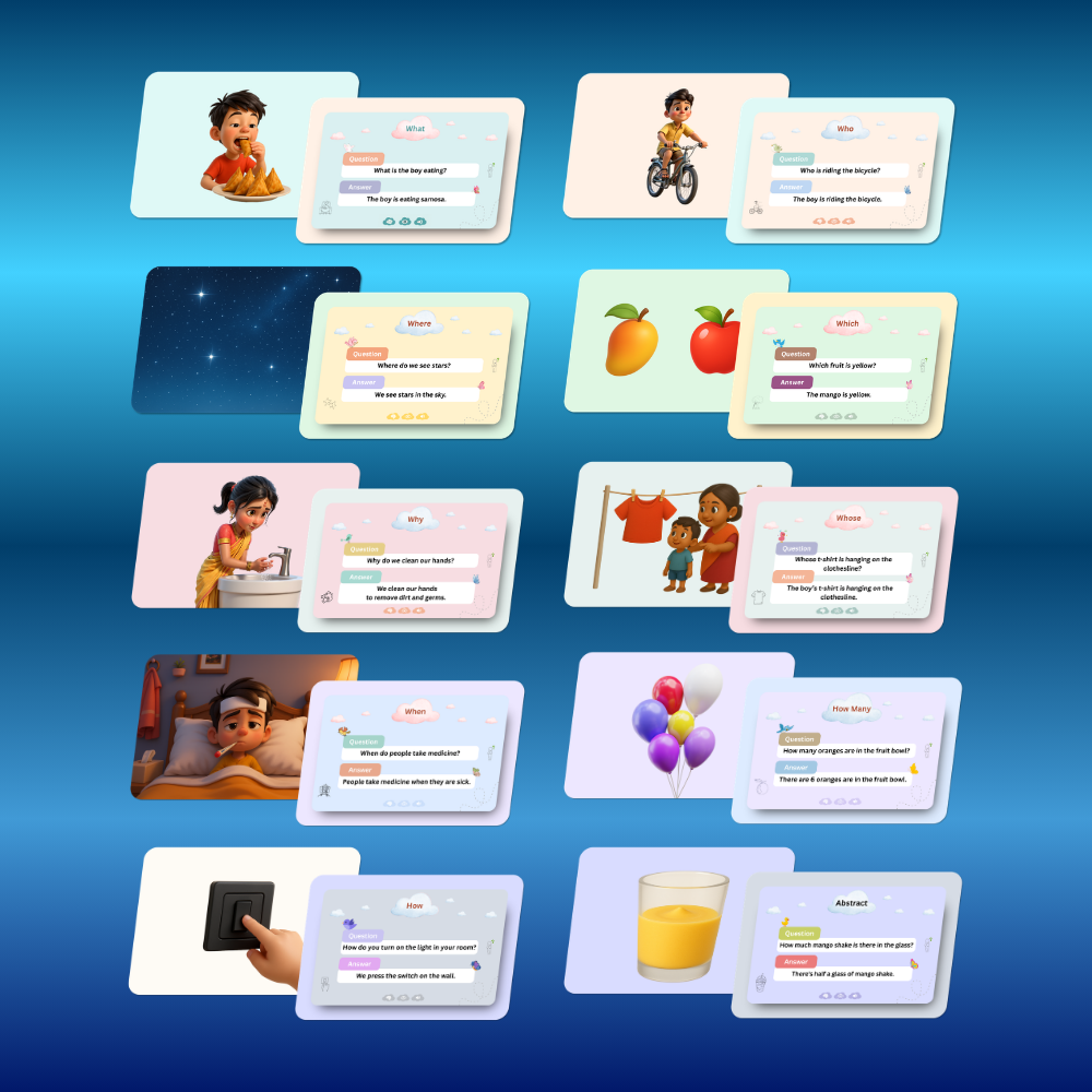 My SpeechCare WH Questions Kit | 10 WH Question Types Learning Cards for Kids | Speech Therapy, Autism, Special Education & Language Development