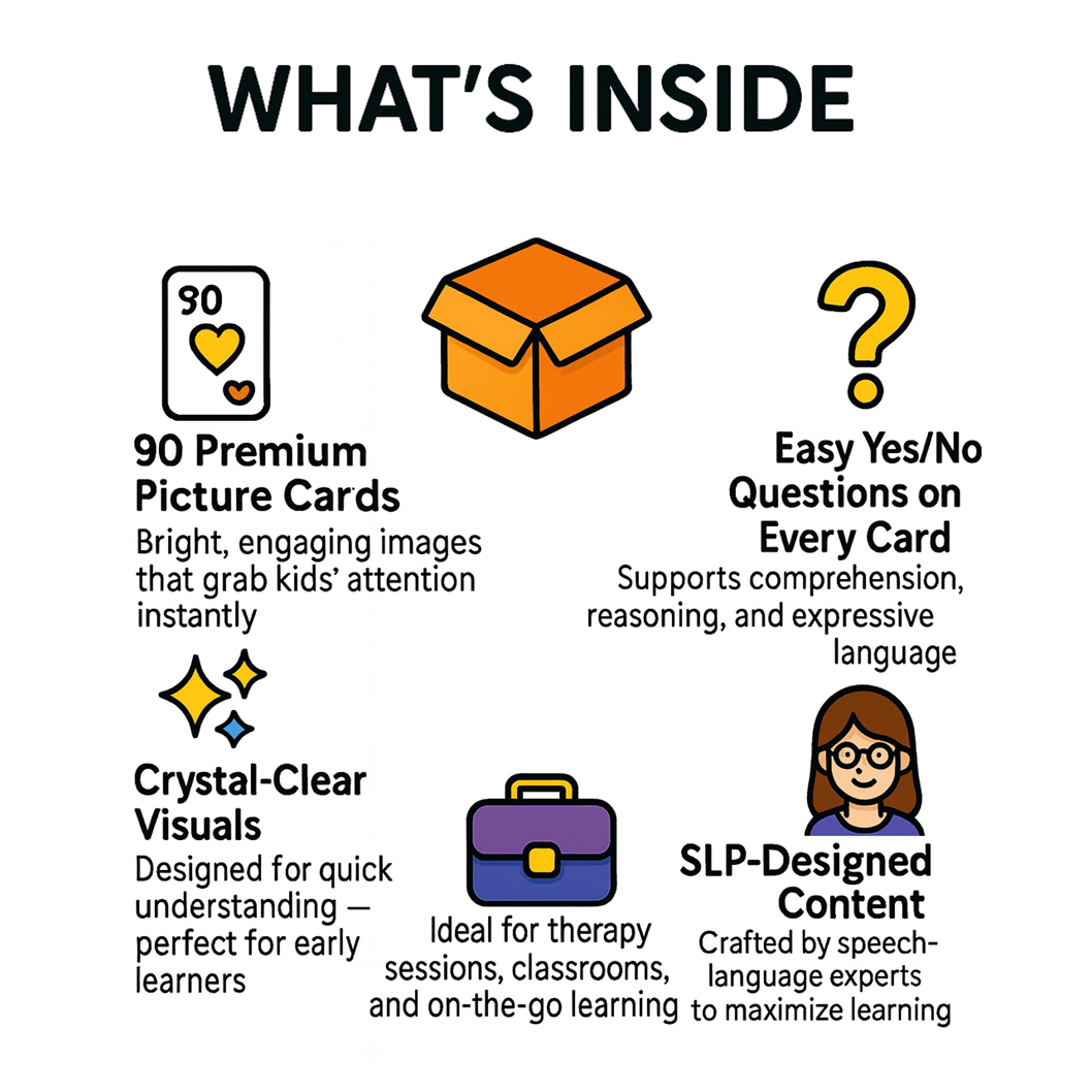 My SpeechCare Yes-No Questions Kit | 3-Level Comprehension & Reasoning Cards for Kids | Speech Therapy, Autism, Special Education & Language Development